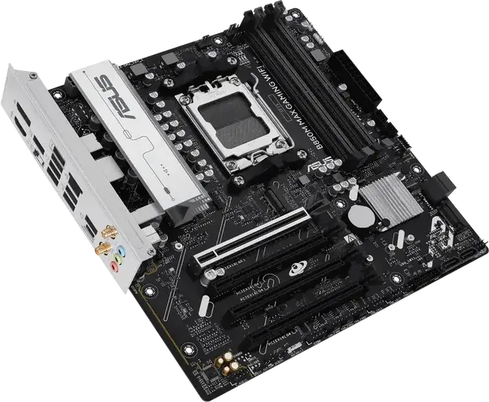 Материнская плата ASUS B850M MAX GAMING WIFI AM5 AMD B850 Micro-ATX, DDR5 8000+ MT/s, PCIe 5.0, 3x M.2, Wi-Fi 6, Bluetooth 5.4, для Ryzen 9000/8000/7000