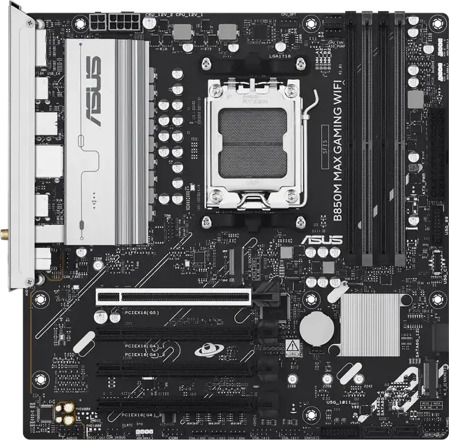ASUS B850M MAX GAMING WIFI Motherboard AM5 AMD B850 Micro-ATX, DDR5 8000+ MT/s, PCIe 5.0, 3x M.2, Wi-Fi 6, Bluetooth 5.4, for Ryzen 9000/8000/7000