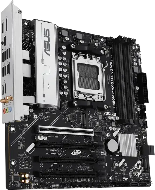 ASUS B850M MAX GAMING WIFI Motherboard AM5 AMD B850 Micro-ATX, DDR5 8000+ MT/s, PCIe 5.0, 3x M.2, Wi-Fi 6, Bluetooth 5.4, for Ryzen 9000/8000/7000
