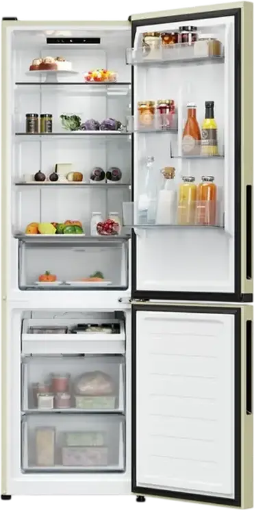 Candy CNCQ2T518 City Fresco 300 Freestanding Combi Refrigerator, 280L, No Frost, Circle Fresh, Fresh 0°C Area, Energy Class E, Cream, 182.5x54.5x60.2 cm