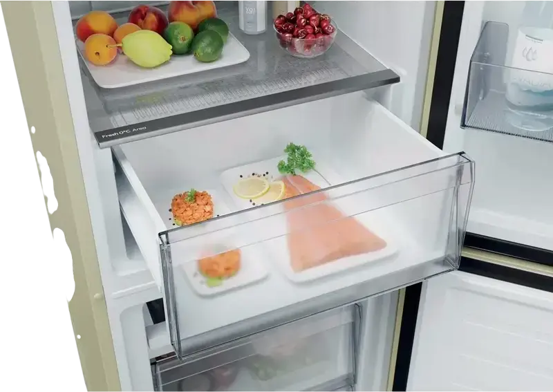 Candy CNCQ2T518 City Fresco 300 Freestanding Combi Refrigerator, 280L, No Frost, Circle Fresh, Fresh 0°C Area, Energy Class E, Cream, 182.5x54.5x60.2 cm