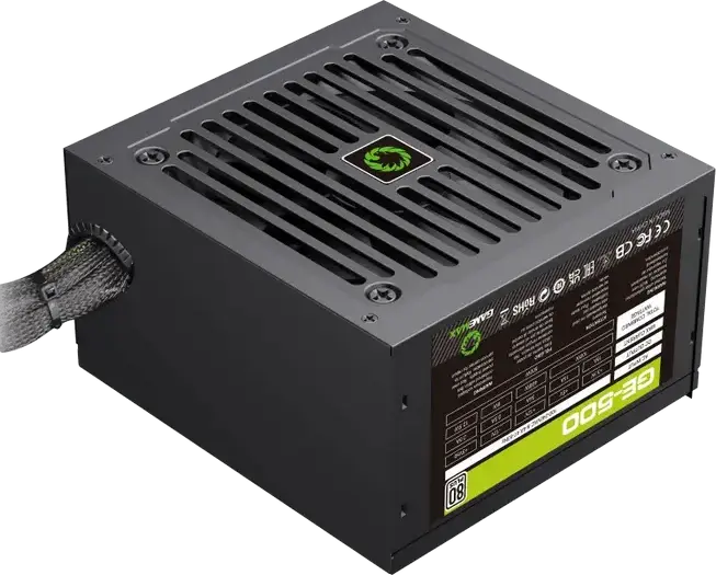Gamemax GE-700 ECO Gamer 500W Power Supply, 80 Plus Efficiency, Active PFC, ATX Form Factor, 120mm Silent Fan, Black Mesh Cables