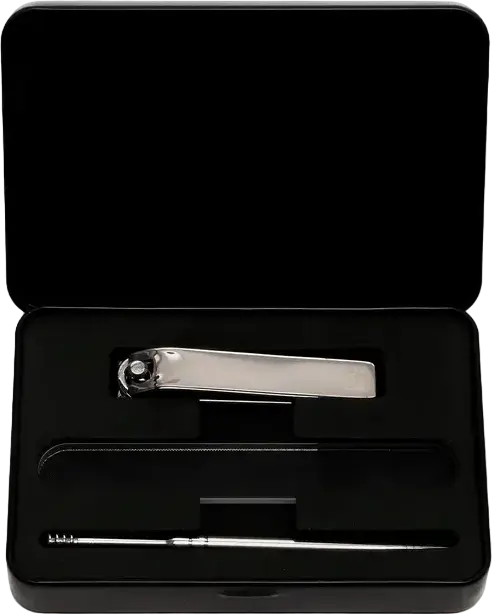Set Manichiura Huohou HU0210, Kit Grooming din Otel Inoxidabil cu 4 Piese: Tăietor de Unghii, Pilă și Instrument pentru Urechi, Cutie de Depozitare Neagră