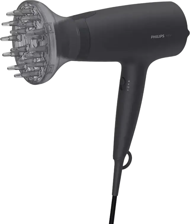 Philips BHD302/30 3000 Series Hair Dryer, 1600W, 3 Temperature and 3 Airflow Settings, ThermoProtect Diffuser, Cool Shot, Black