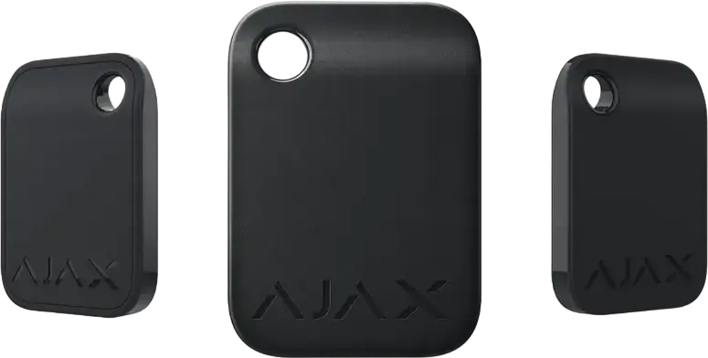 Cheie de Securitate Contactless Ajax Tag, Neagra, DESFire ISO 14443-A 13.56 MHz, Criptare Triple DES si AES 128-bit, Compatibila cu Hub-uri KeyPad Plus