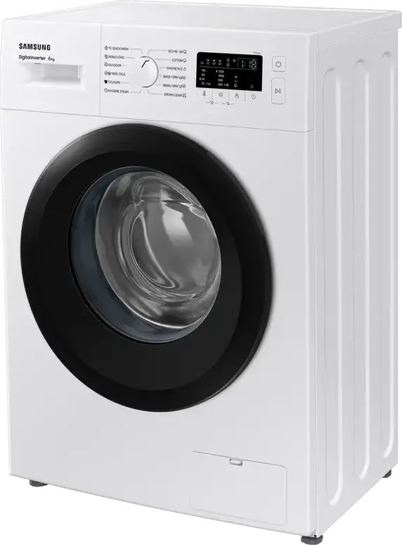 Стиральная машина Samsung WW60A3120BE/LE с фронтальной загрузкой, 6 кг, 1200 об/мин, Digital Inverter, Hygiene Steam, Drum Clean, Белый/Черный, 59.5x85x40 см