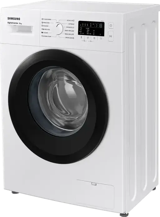 Стиральная машина Samsung WW60A3120BE/LE с фронтальной загрузкой, 6 кг, 1200 об/мин, Digital Inverter, Hygiene Steam, Drum Clean, Белый/Черный, 59.5x85x40 см