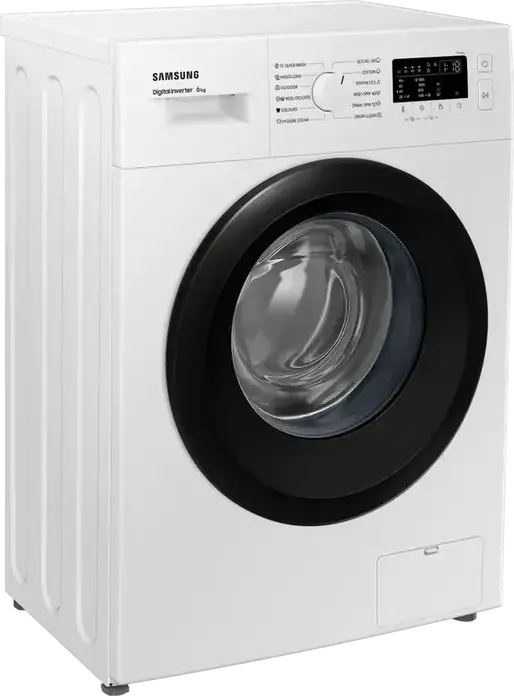 Стиральная машина Samsung WW60A3120BE/LE с фронтальной загрузкой, 6 кг, 1200 об/мин, Digital Inverter, Hygiene Steam, Drum Clean, Белый/Черный, 59.5x85x40 см