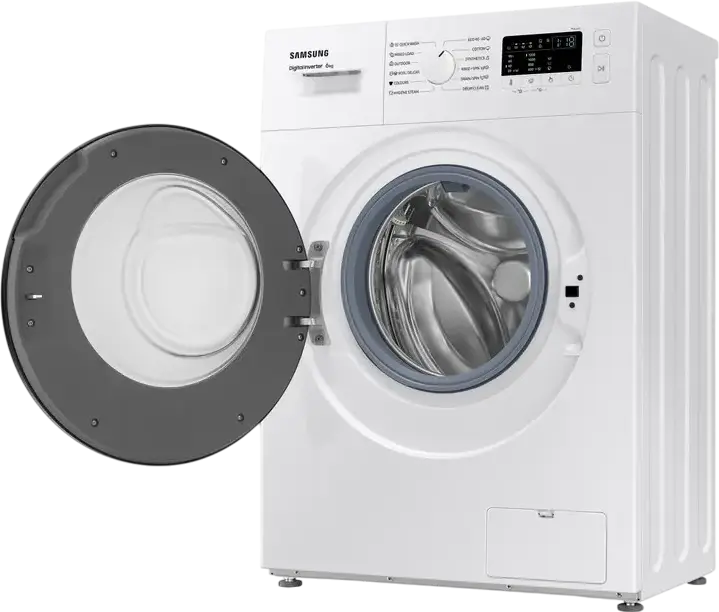 Стиральная машина Samsung WW60A3120BE/LE с фронтальной загрузкой, 6 кг, 1200 об/мин, Digital Inverter, Hygiene Steam, Drum Clean, Белый/Черный, 59.5x85x40 см
