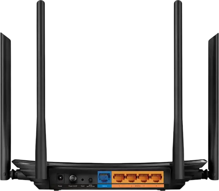 Wi-Fi роутер TP-Link Archer C6 AC1200 двухдиапазонный гигабитный, MU-MIMO, Beamforming, OneMesh, 4 внешние антенны, CPU 1.2 ГГц, 4 LAN и 1 WAN порта, черный