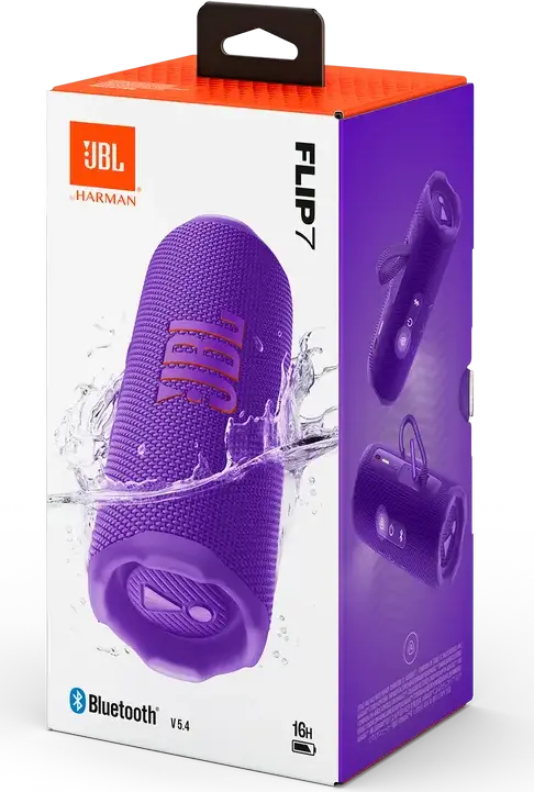 JBL Flip 7 Portable Bluetooth 5.4 Speaker, Violet, IP68 Waterproof and Dustproof, JBL Pro Sound with AI Sound Boost, Auracast, 2-Way System, Up to 16h Playtime