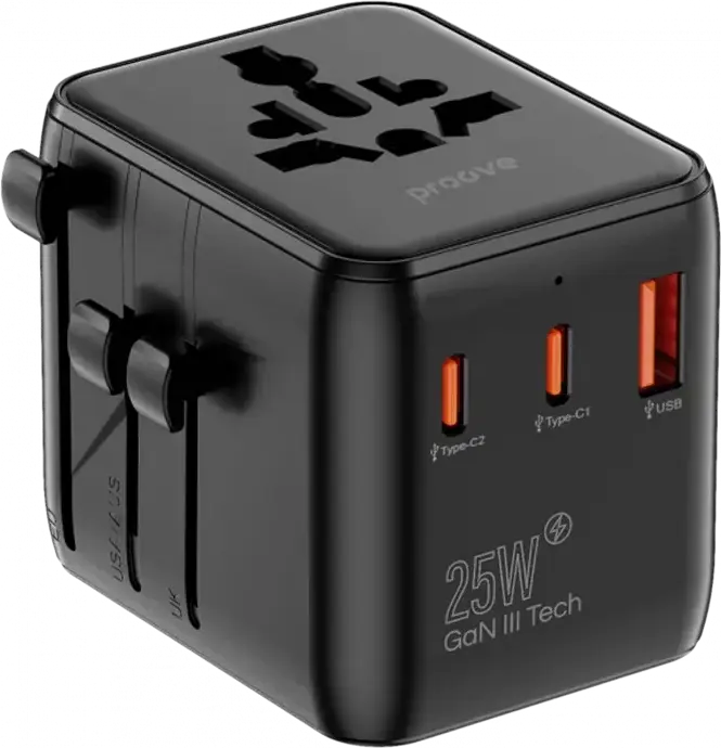 Travel Adapter Proove Trip, 25W, Black