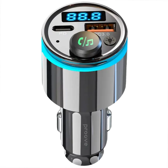 Car Charger Proove FM Launcher Nexus (PD+QC3.0) Type-C+USB Black
