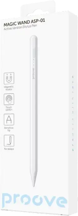 Proove Magic Wand ASP-01 Active Stylus Pen for iPad 2018 and newer, Aluminum Alloy, Magnetic Fastener, 9h Battery Life, White