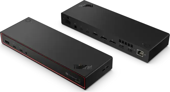 Док-станция Lenovo ThinkPad Thunderbolt 5 Smart Dock 7500, пропускная способность 120 Гбит/с, PD 3.1 180 Вт, адаптер 265 Вт, 2x DP 2.1, 1x HDMI 2.1, 2x TB5, 12 портов, поддержка 8K, черный