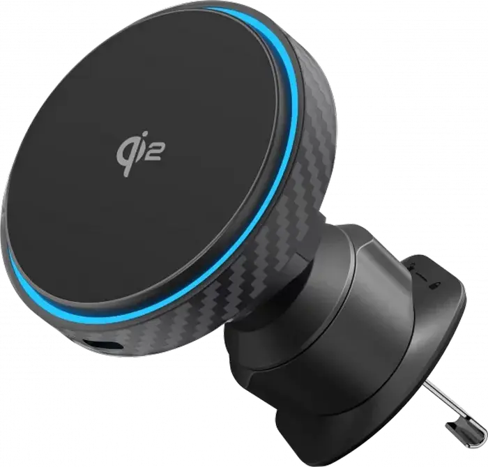 Car Mount With Wireless Charger Proove Graphite Circle Qi2 15W, Black