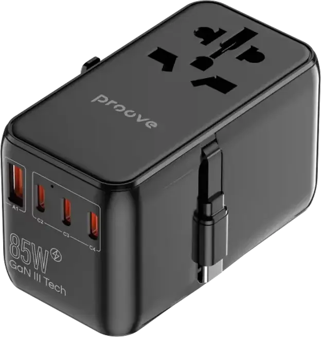 Travel Adapter Proove Trip, 85W, Black