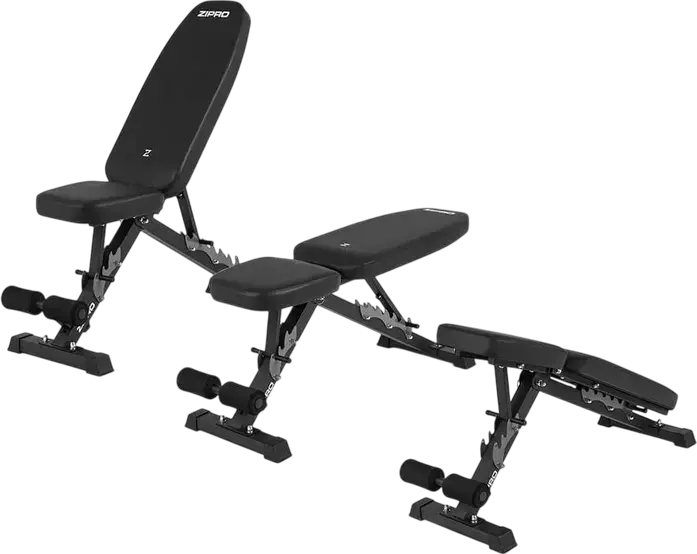 Zipro Jacked Multi-purpose Foldable Weight Bench, Steel Frame 50x50mm, Triangular Stable Base, 230kg Max Capacity for Bench Press and Dumbbells