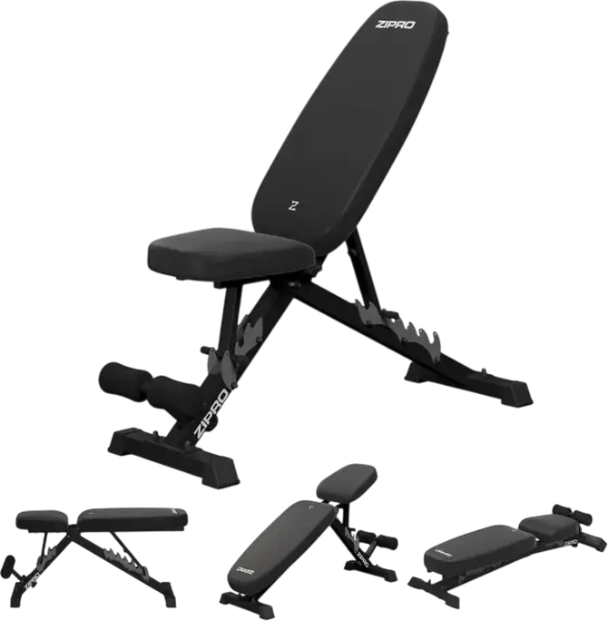 Zipro Jacked Multi-purpose Foldable Weight Bench, Steel Frame 50x50mm, Triangular Stable Base, 230kg Max Capacity for Bench Press and Dumbbells