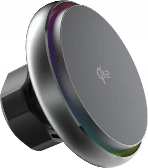 Proove Icecore Qi2 WHIC15002003 Wireless Car Charger Holder, 15W Fast Charging, Active Cooling System, RGB Light, 360 Rotation Air Vent Mount, Gray