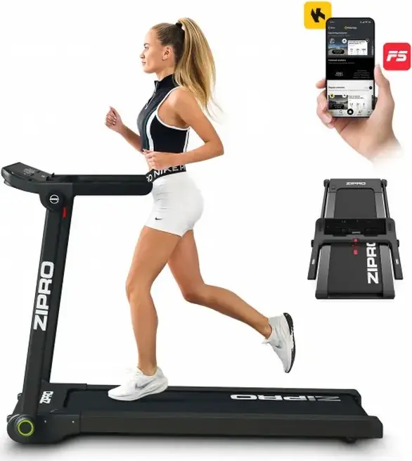 Zipro Pacto iConsole+ Electric Treadmill, 16 km/h Max Speed, 1260W Motor, 130 kg Max User Weight, Comfort+ Protect Amortization, Flat Fold System