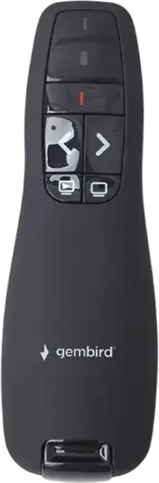 Gembird WP-L-12 Wireless Presenter with Red Laser Pointer, 2.4 GHz RF USB Receiver, 10m Range, Class 2 Laser, Black