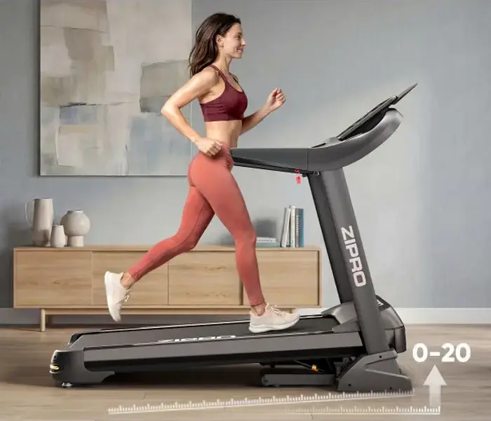 Zipro Pacemaker iConsole+ Electric Folding Treadmill, 140x51.5 cm Running Area, LED Console, App Connectivity, Black and Gold, Home Indoor Use