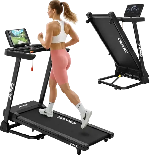 Zipro Luma Foldable Treadmill, 900W Motor, 0.8-12 km/h, 12 Electronic Incline Levels, AirCushion Pro Shock Absorption, Bluetooth, FitShow App, LCD Display