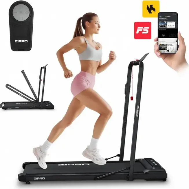 Zipro Newlite Electric Treadmill and Walkingpad, 12 km/h Max Speed, 110 kg Max User Weight, Foldable Design, Bluetooth, Remote Control, 110x42 cm Belt