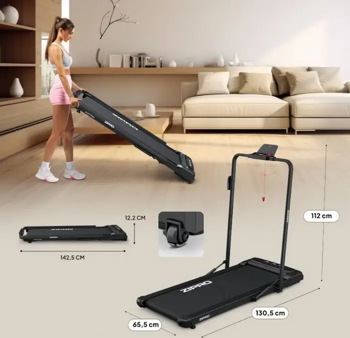 Zipro Newlite Electric Treadmill and Walkingpad, 12 km/h Max Speed, 110 kg Max User Weight, Foldable Design, Bluetooth, Remote Control, 110x42 cm Belt