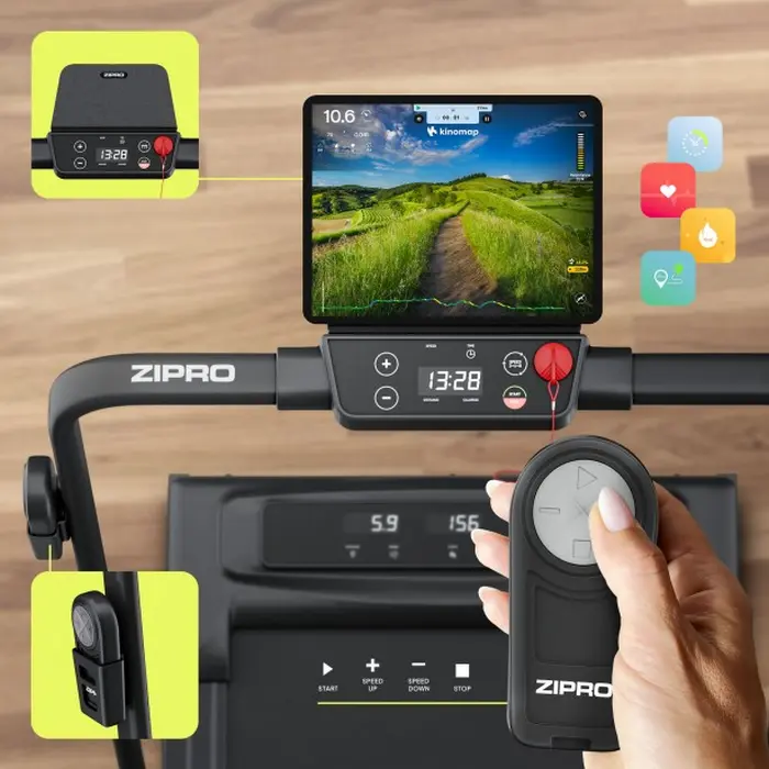 Zipro Newlite Electric Treadmill and Walkingpad, 12 km/h Max Speed, 110 kg Max User Weight, Foldable Design, Bluetooth, Remote Control, 110x42 cm Belt