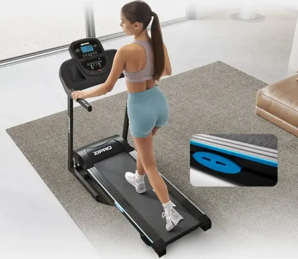 Zipro Tekno Foldable Treadmill for Home Fitness, 12% Max Incline, Digital Display for Speed and Calories, Space-Saving Design with Transport Wheels