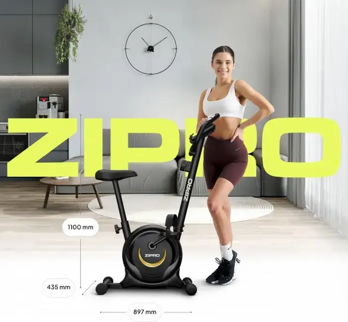 Bicicleta Exerciului Magnetica Zipro One S Gold, 8 Nivele Rezistenta, Volanta 4.5 kg, Ecran LCD, Masurare Puls, Greutate Maxima Utilizator 110 kg