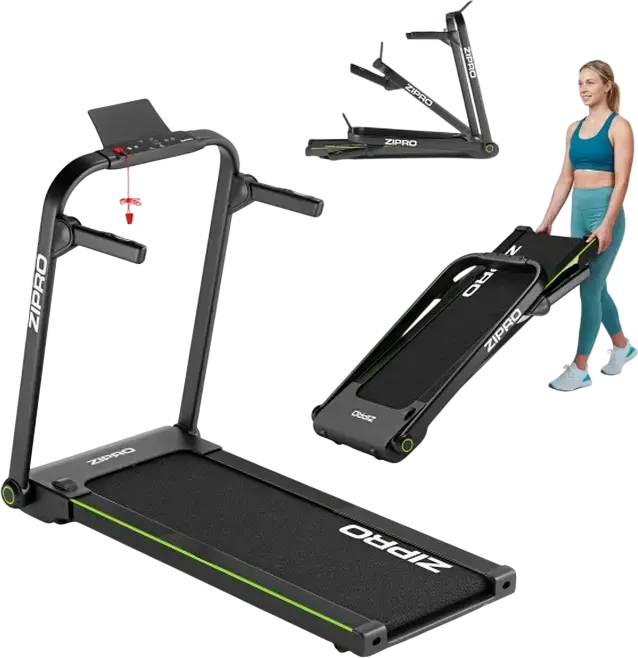 Zipro Jogger Folding Treadmill, 1080W Motor, 1-16 km/h Speed, 120 kg Max User Weight, 124x44 cm Running Belt, LED Touch Display, Bluetooth, 12 Programs