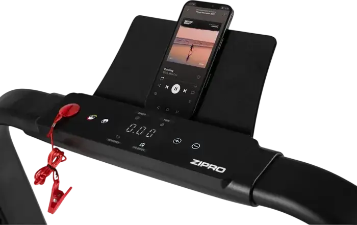 Zipro Jogger Folding Treadmill, 1080W Motor, 1-16 km/h Speed, 120 kg Max User Weight, 124x44 cm Running Belt, LED Touch Display, Bluetooth, 12 Programs