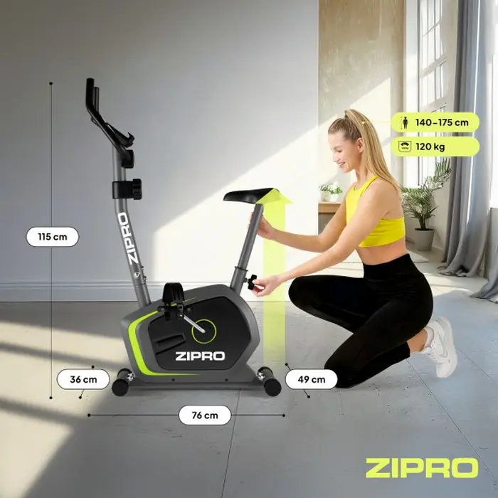 Zipro Drift Magnetic Exercise Bike, 6kg Flywheel, 8 Resistance Levels, LCD Console with Pulse Sensors, Max User Weight 120kg
