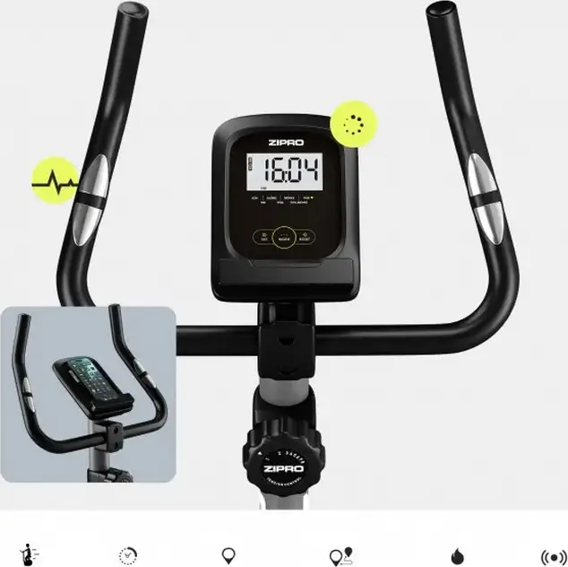 Zipro Drift Magnetic Exercise Bike, 6kg Flywheel, 8 Resistance Levels, LCD Console with Pulse Sensors, Max User Weight 120kg