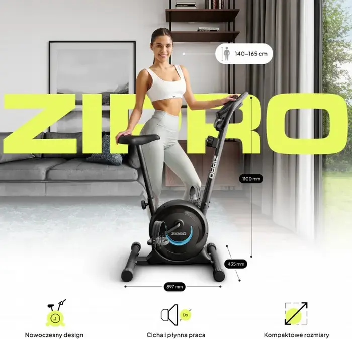 Zipro One S Magnetic Resistance Exercise Bike, 8 Adjustable Levels, LCD Display for Pulse and Calories, Phone Holder, Compact Home Cardio Trainer