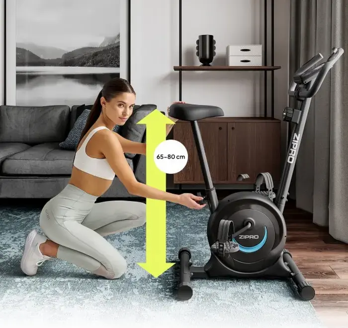Zipro One S Magnetic Resistance Exercise Bike, 8 Adjustable Levels, LCD Display for Pulse and Calories, Phone Holder, Compact Home Cardio Trainer