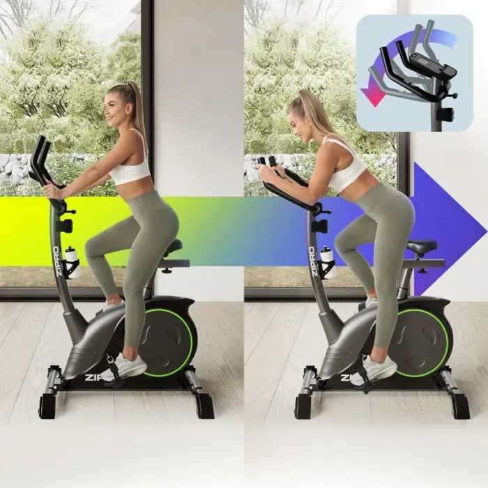 Zipro Nitro Magnetic Exercise Bike, 8kg Flywheel, 8 Resistance Levels, LCD Computer, Pulse Sensors, Max User Weight 150kg, Adjustable Seat and Handlebars
