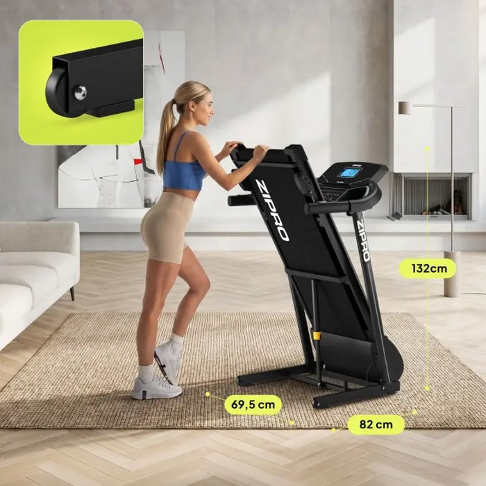 Zipro Colt Electric Folding Treadmill, 1080W Motor, 12 km/h Max Speed, VibGuard Cushioning, 12 Training Programs, LCD Display, Max 120 kg