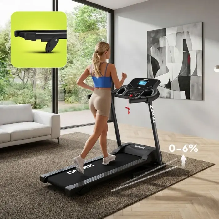 Zipro Colt Electric Folding Treadmill, 1080W Motor, 12 km/h Max Speed, VibGuard Cushioning, 12 Training Programs, LCD Display, Max 120 kg