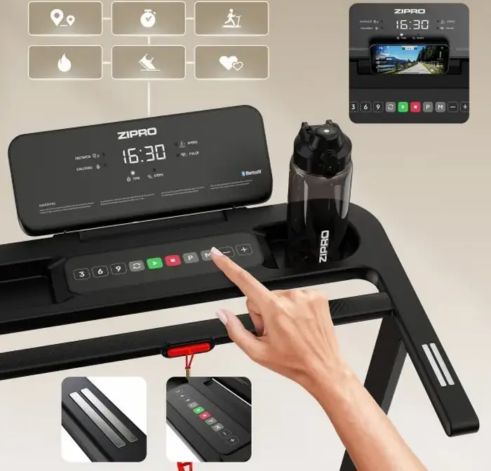 Zipro Forma Electric Training Treadmill, 12 km/h Max Speed, 120 kg Capacity, Reel Feel Cushioning, Bluetooth for Zwift & Kinomap, Foldable Design