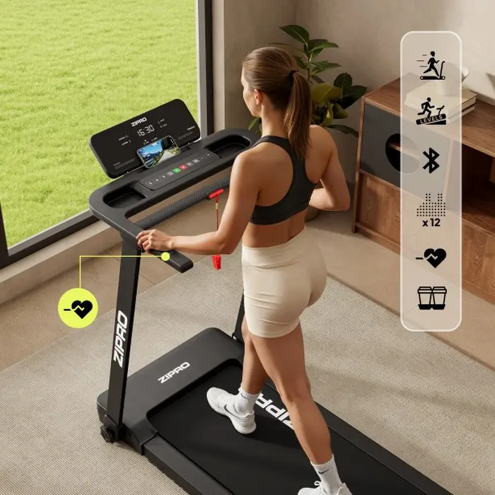 Zipro Forma Electric Training Treadmill, 12 km/h Max Speed, 120 kg Capacity, Reel Feel Cushioning, Bluetooth for Zwift & Kinomap, Foldable Design