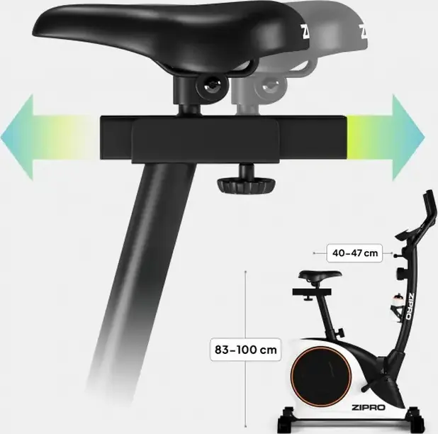 Zipro Nitro RS Magnetic Exercise Bike, 8kg Flywheel, 8 Resistance Levels, LCD Console, Pulse Sensors, Max User Weight 150kg, White and Black