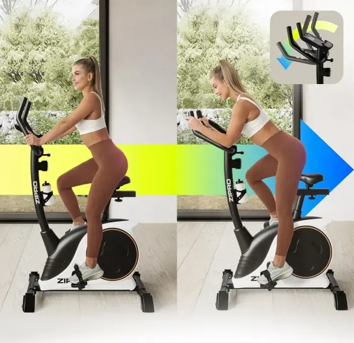 Zipro Nitro RS Magnetic Exercise Bike, 8kg Flywheel, 8 Resistance Levels, LCD Console, Pulse Sensors, Max User Weight 150kg, White and Black