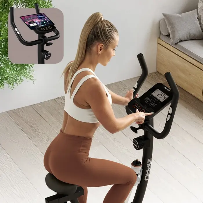 Zipro Nitro RS Magnetic Exercise Bike, 8kg Flywheel, 8 Resistance Levels, LCD Console, Pulse Sensors, Max User Weight 150kg, White and Black