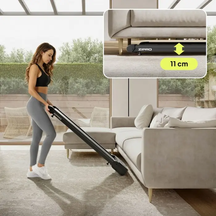 banda de alergat electrica Zipro Catwalk, Motor 630W, Viteza 1-6 km/h, Greutate Maxima 100 kg, Ecran LED, Bluetooth, Telecomanda, App FitShow si Kinomap