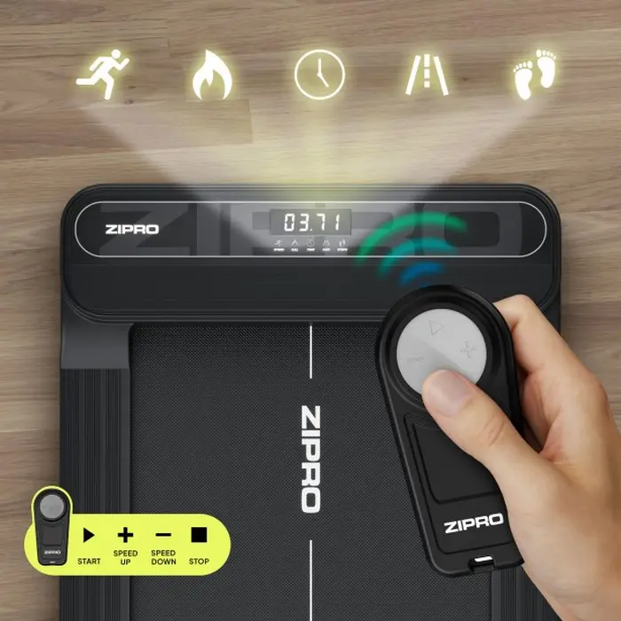 banda de alergat electrica Zipro Catwalk, Motor 630W, Viteza 1-6 km/h, Greutate Maxima 100 kg, Ecran LED, Bluetooth, Telecomanda, App FitShow si Kinomap