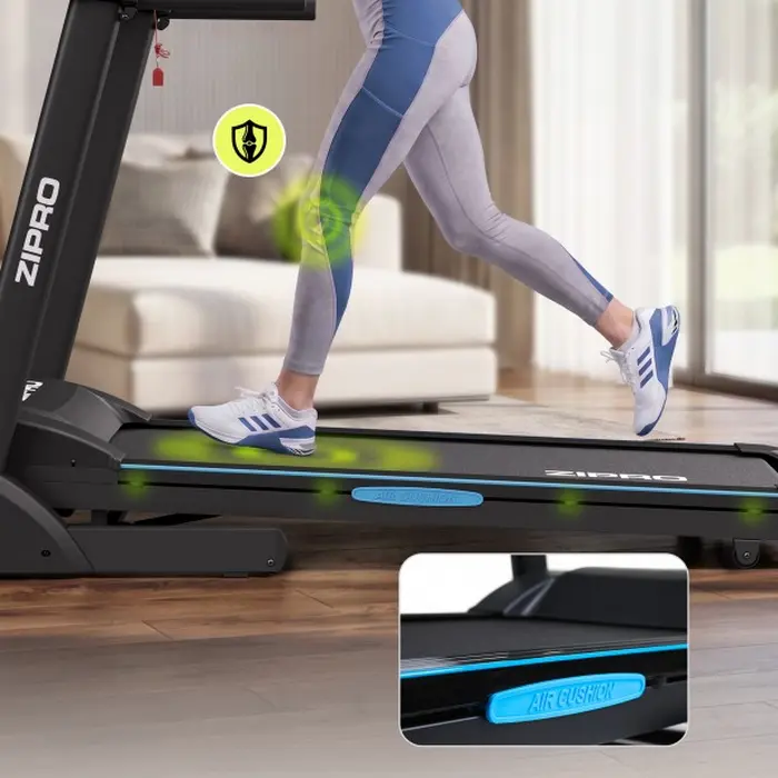 Zipro Notus Treadmill, 2.5 HP Motor, 18 km/h Max Speed, 0-15 Level Inclination, Air Cushion Pro, Foldable, Max User Weight 150 kg, 135 x 47 cm Belt